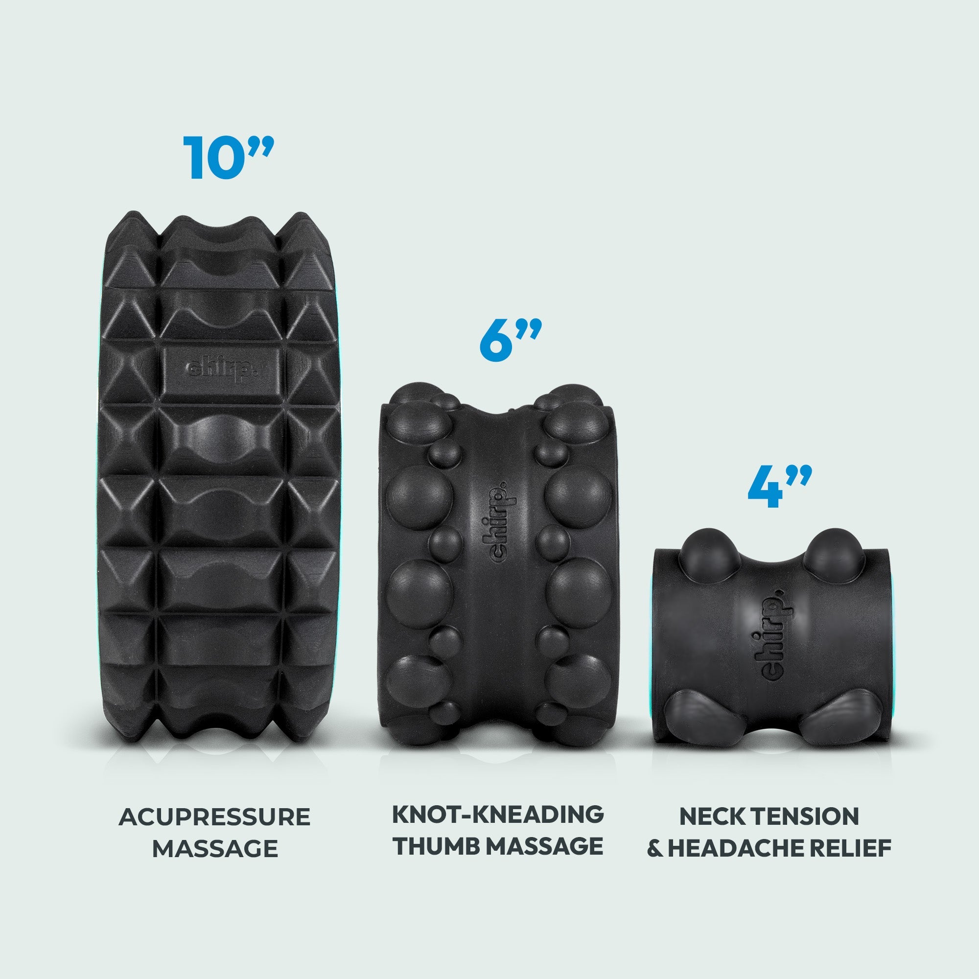 Chirp Wheel XR 3 Pack front view showing all three wheel sizes