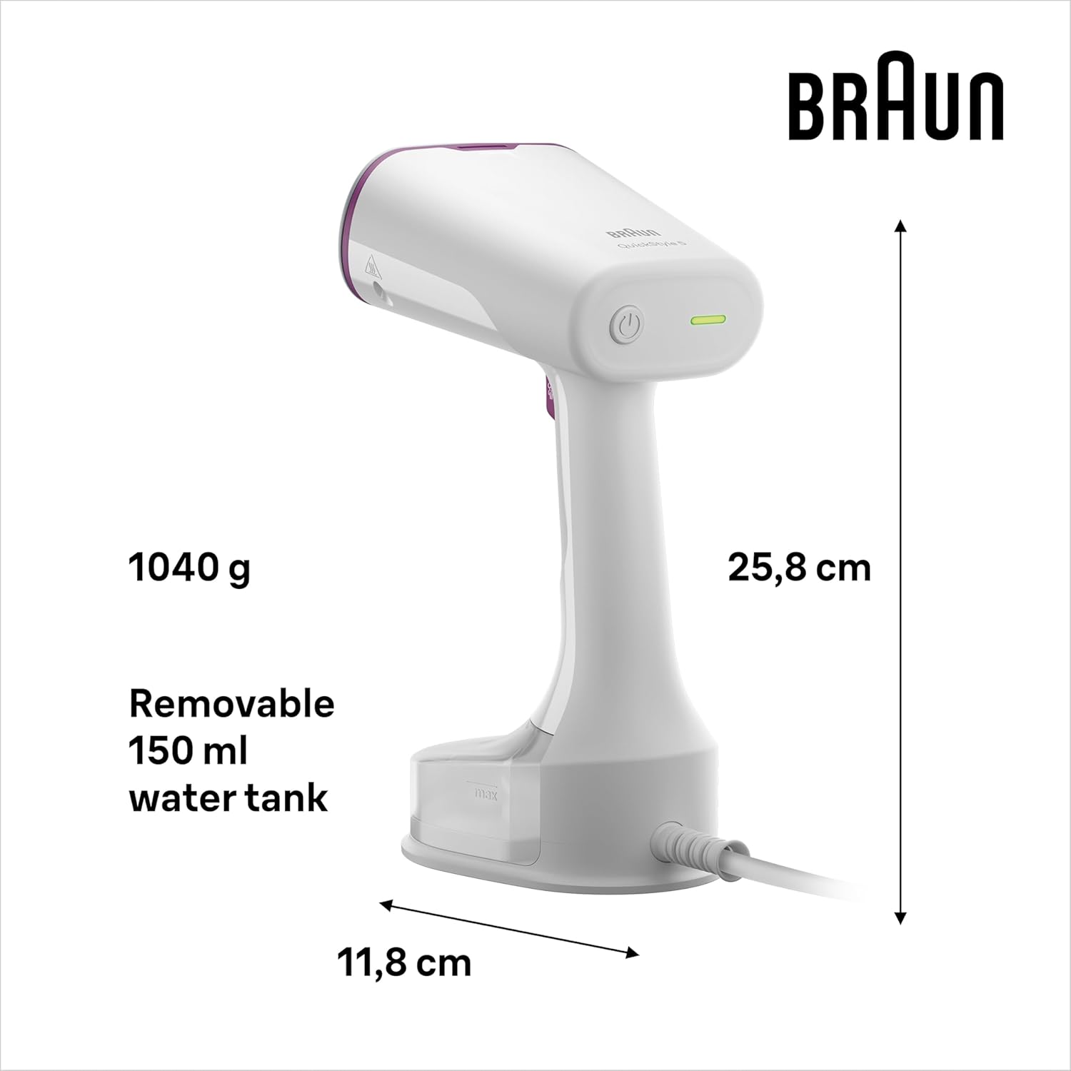 Braun QuickStyle 5 GS5011PU steamer with removable water tank
