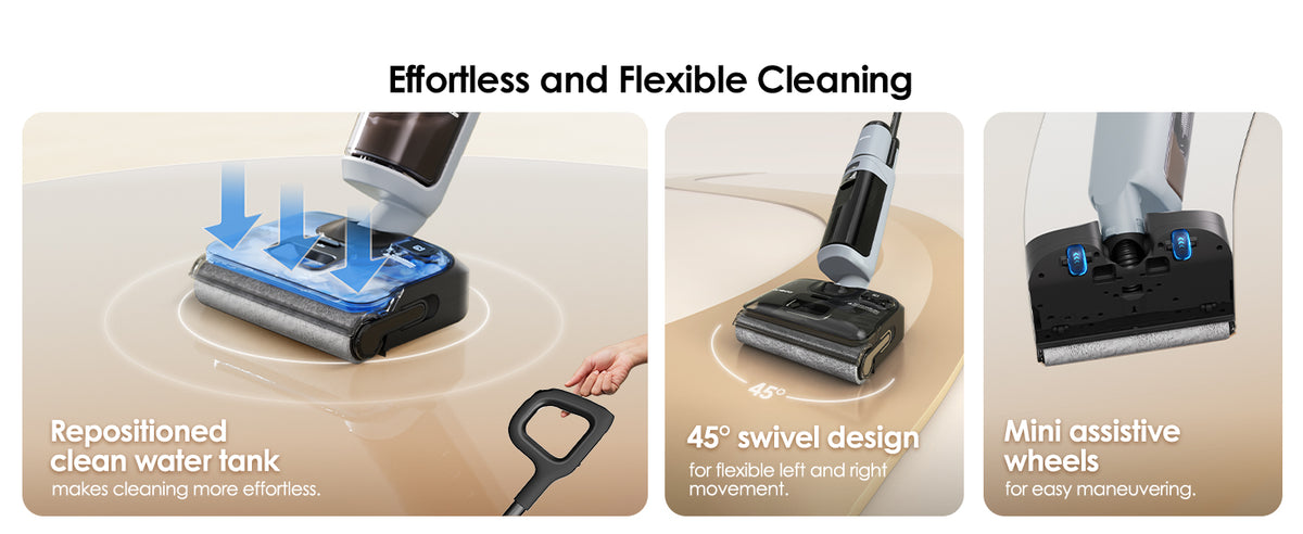 Tineco i5 Stretch swivel design and repositioned clean water tank