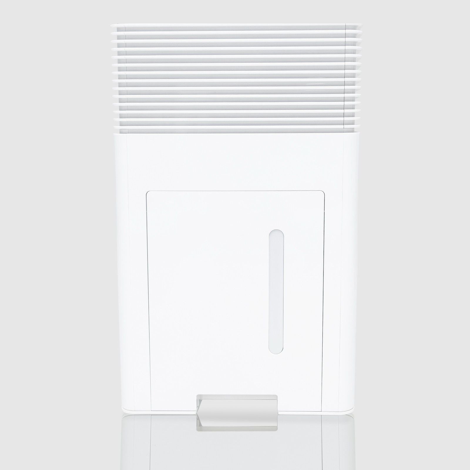 Rear view of the White Westinghouse Dehumidifier AWHD40, showing the back air vent and the water tank compartment with a water level indicator. The sleek white design is suitable for maintaining optimal humidity levels in residential and commercial spaces.