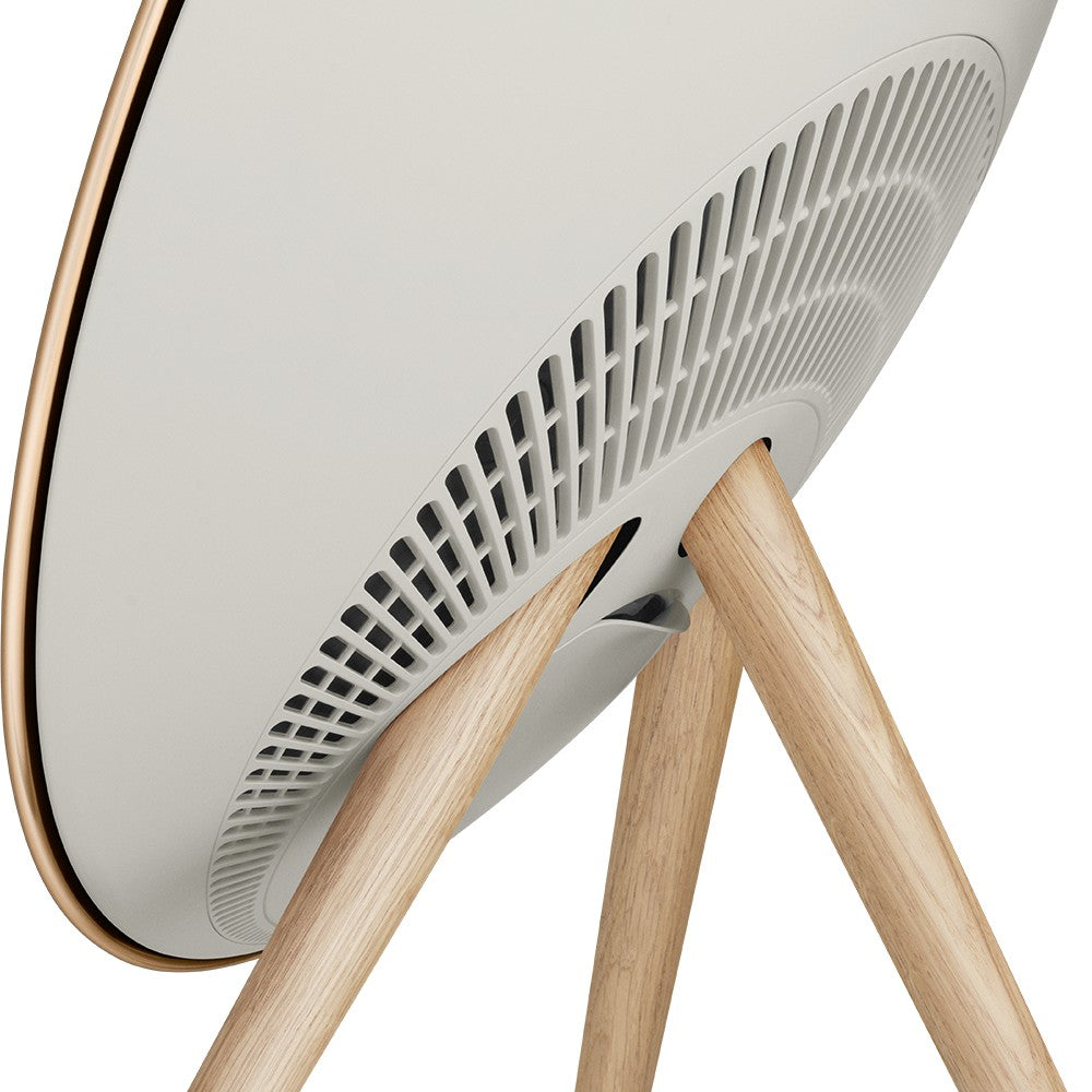 Bang & Olufsen Beosound A9 5th Gen in Gold Tone, close-up of speaker grille and legs