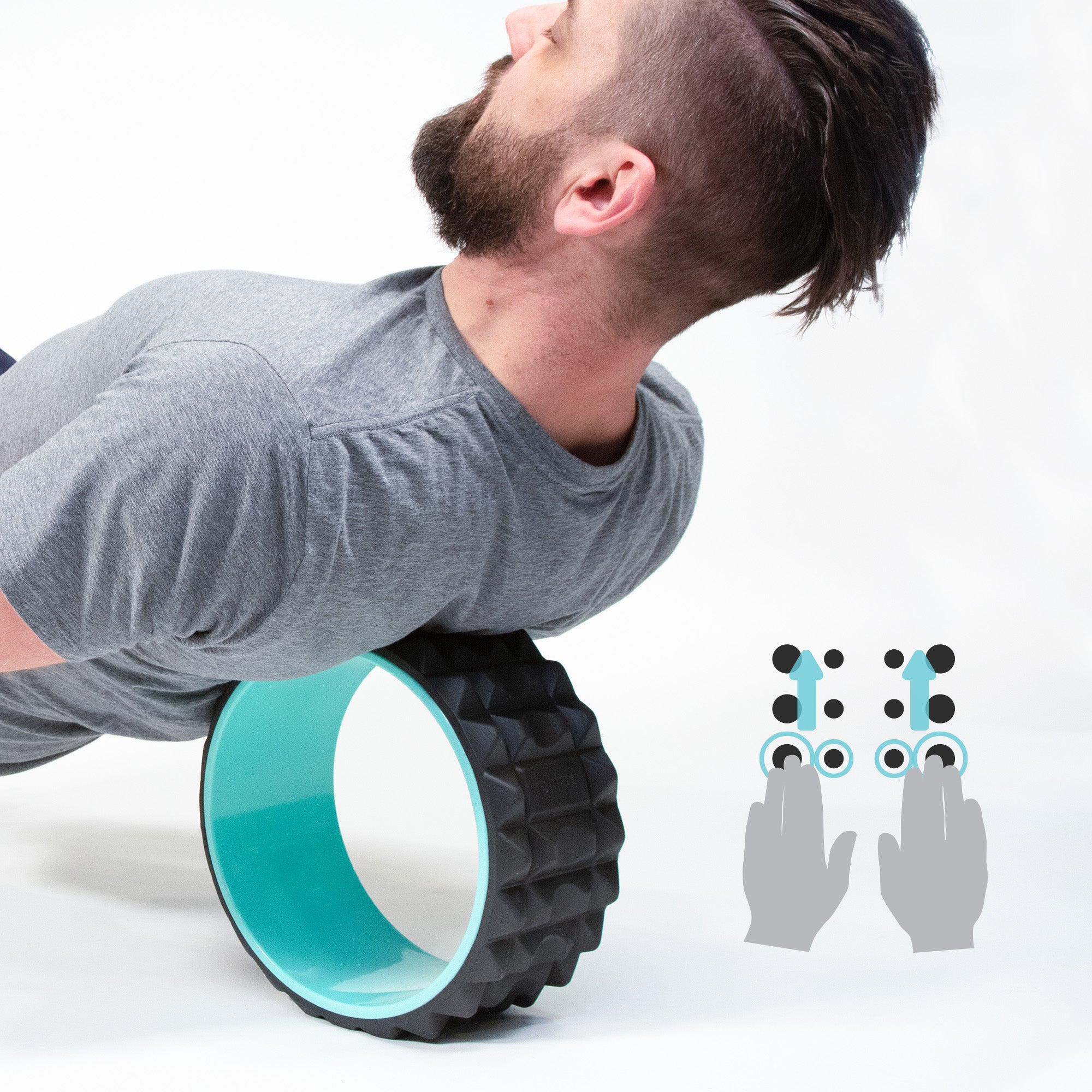 Person using the Chirp Wheel XR 10 inch acupressure wheel on their back