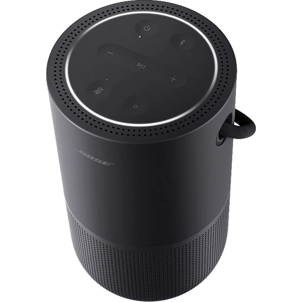 Black Bose speaker on a white background