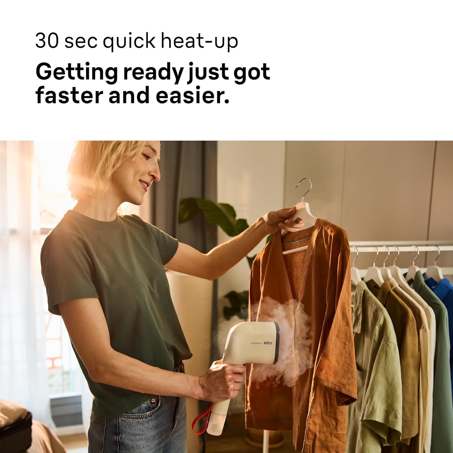 Braun QuickStyle 3 GS3012BG steaming a garment vertically