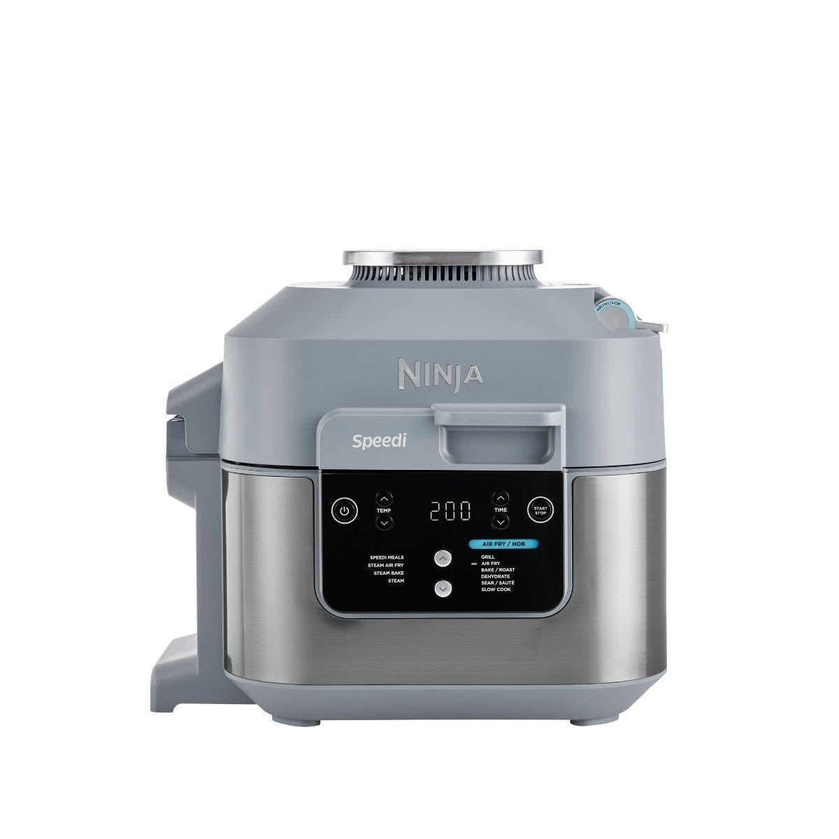 Ninja Speedi 10-in-1 Rapid Cooker and Air Fryer ON400 in Sea Salt Grey, front view with digital control panel