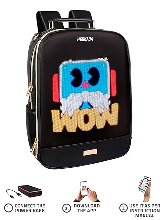 Hookaba Bold Elite LED Backpack – 21L Smart Backpack with 64×64 Pixel Removable LED Screen