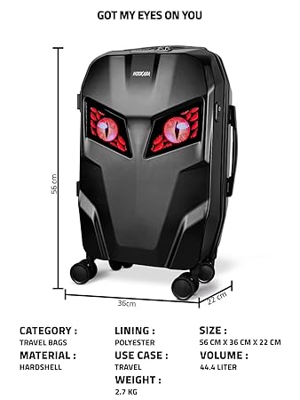 Hookaba Eye Rover LED Trolley – 44 L Cabin-Size Smart Luggage with 48×48 Pixel Removable LED Display