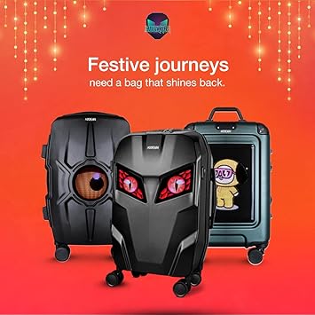 Hookaba Bold Gaze LED Trolley – 22″ Cabin-Size 50 L Smart Luggage with 32×32 Pixel Removable LED Display