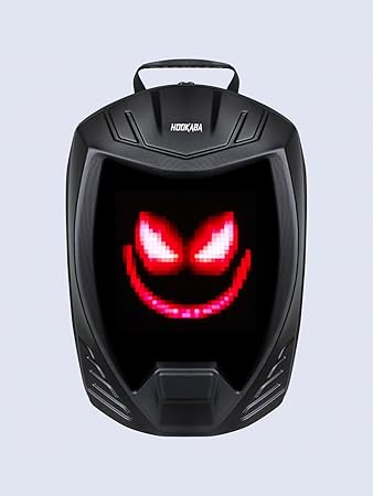 Hookaba Rebel Rage LED Backpack – 27.4 L Tech Backpack with 32×32 Pixel LED Display