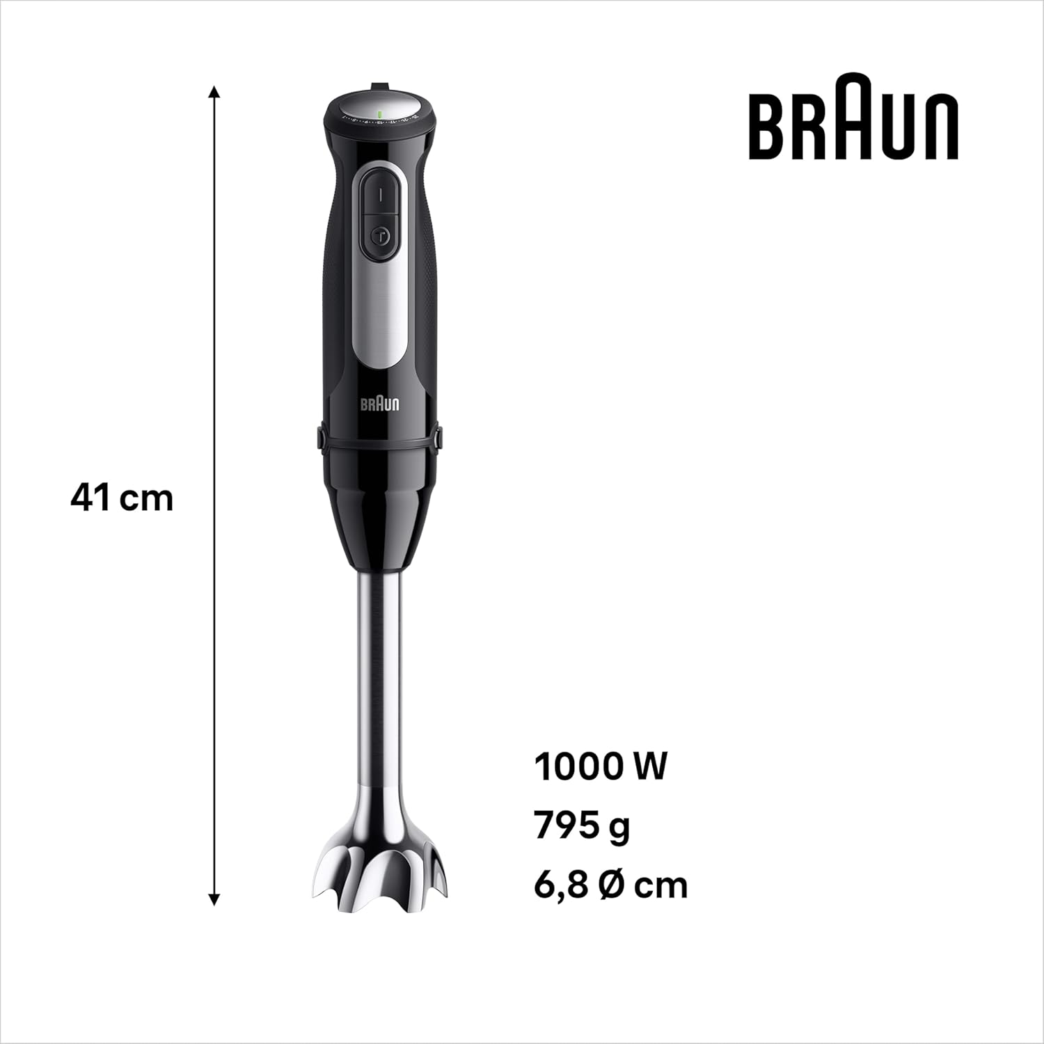 Braun MultiQuick 5 Pro Hand Blender 1000W with Beaker, 500ml Chopper, Whisk
