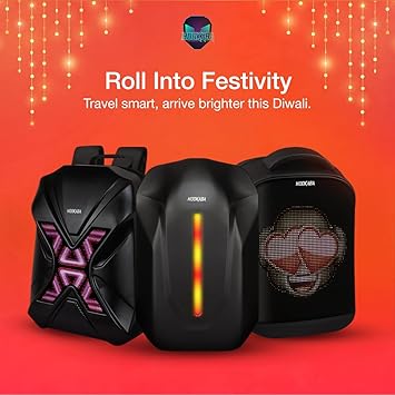 Hookaba Bat Grit LED Backpack – 27 L Smart Backpack with 64×64 Pixel Removable LED Screen