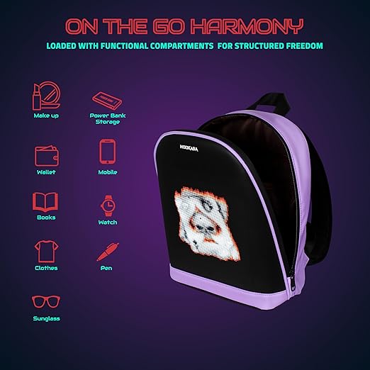Hookaba Bold Bling LED Backpack For Kids 8L | Smart Display Bag