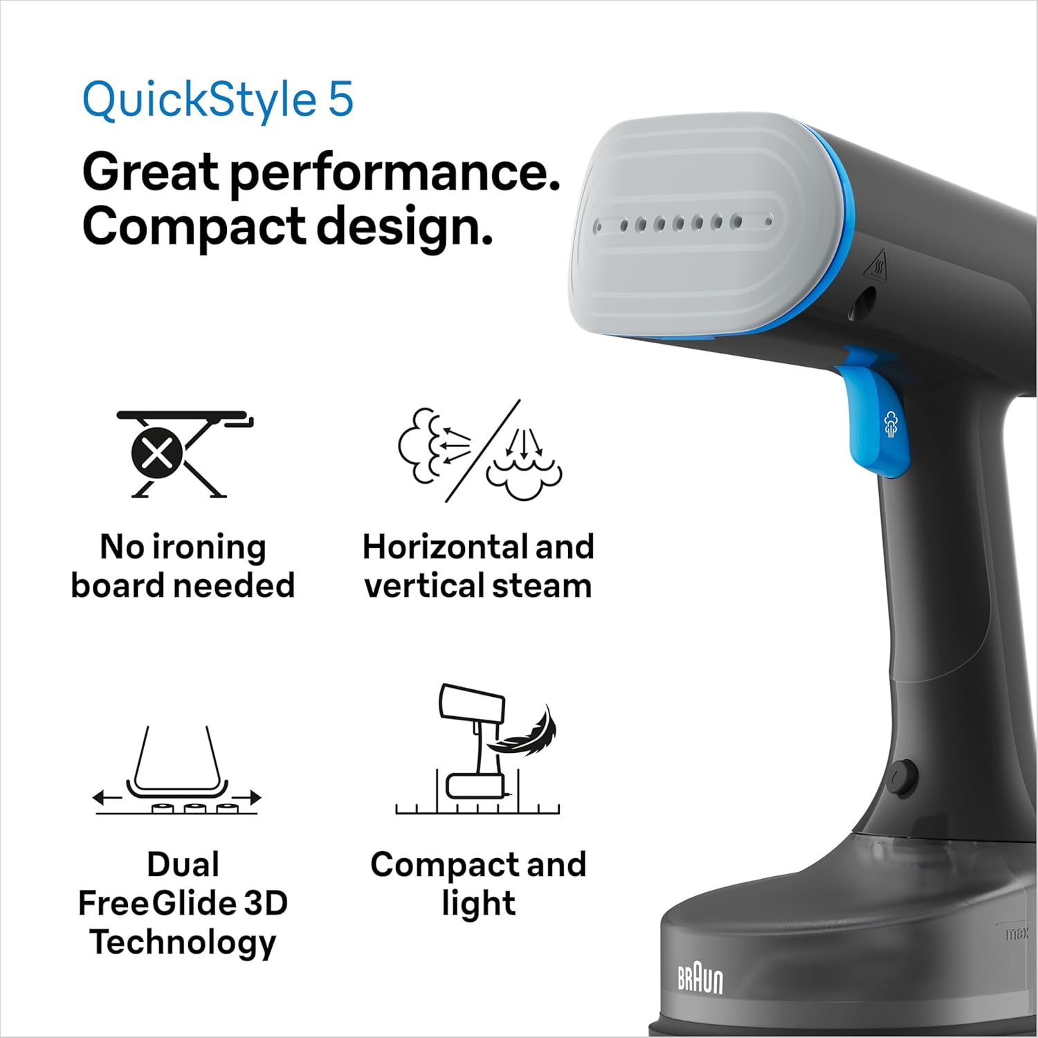 Braun QuickStyle 5 GS5031BL, Handheld Garment Steamer