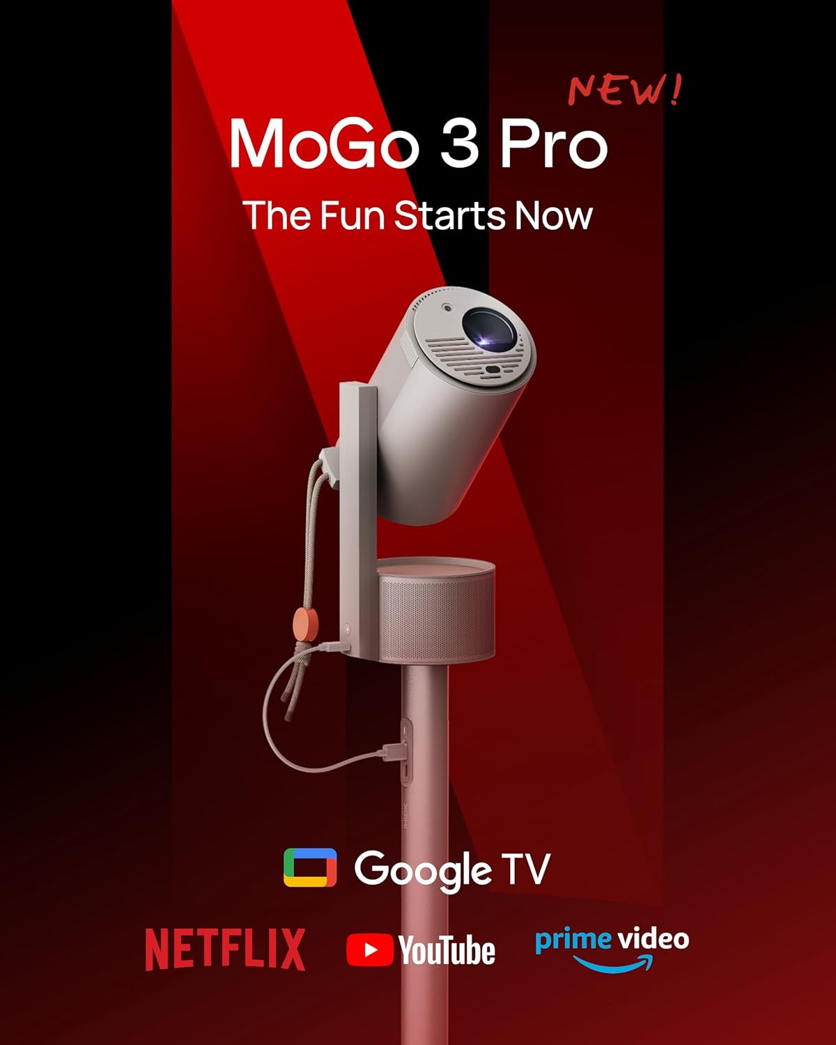 XGIMI MoGo 3 Pro Portable Projector with PowerBase Stand (Bundle)