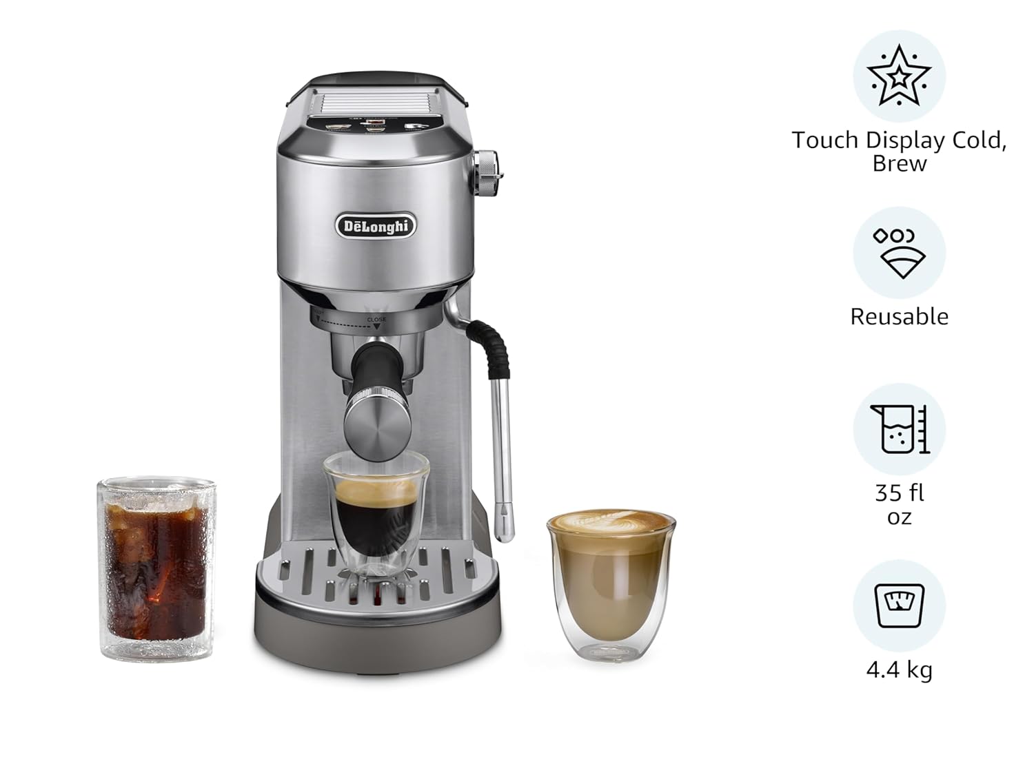 De’Longhi Dedica Duo Cold Brew Espresso Machine with Milk Frother