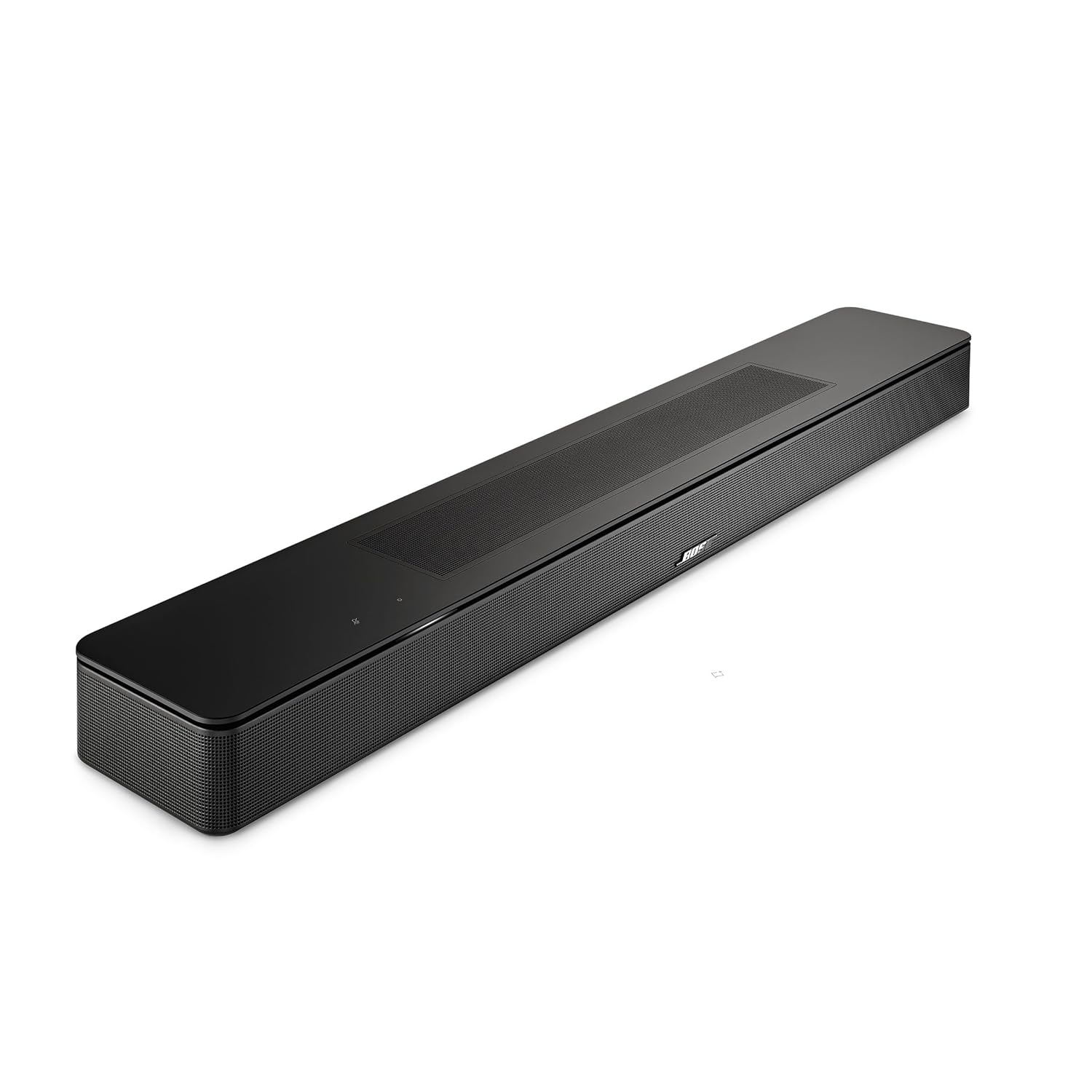 Black soundbar on a white background