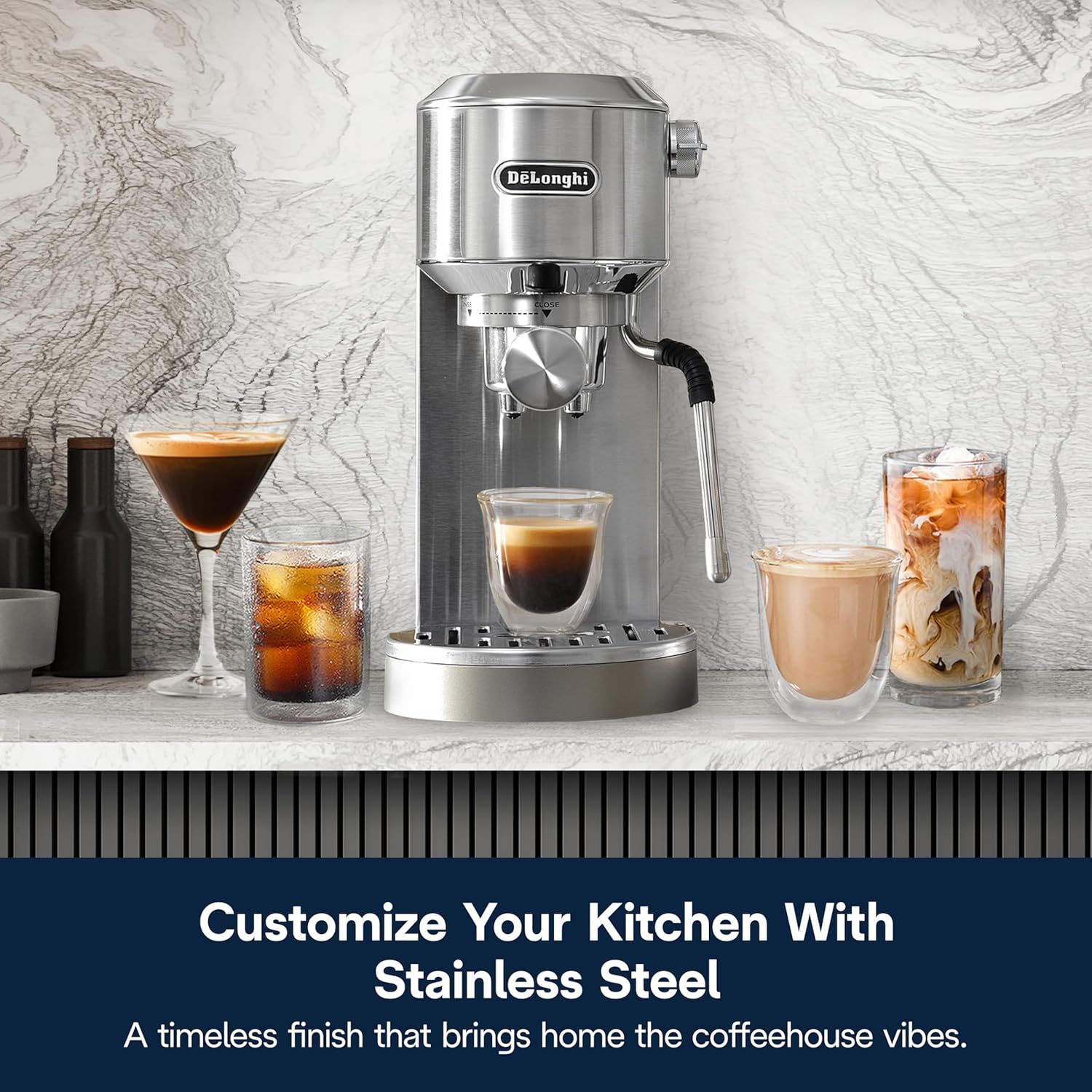 De’Longhi Dedica Duo Cold Brew Espresso Machine with Milk Frother