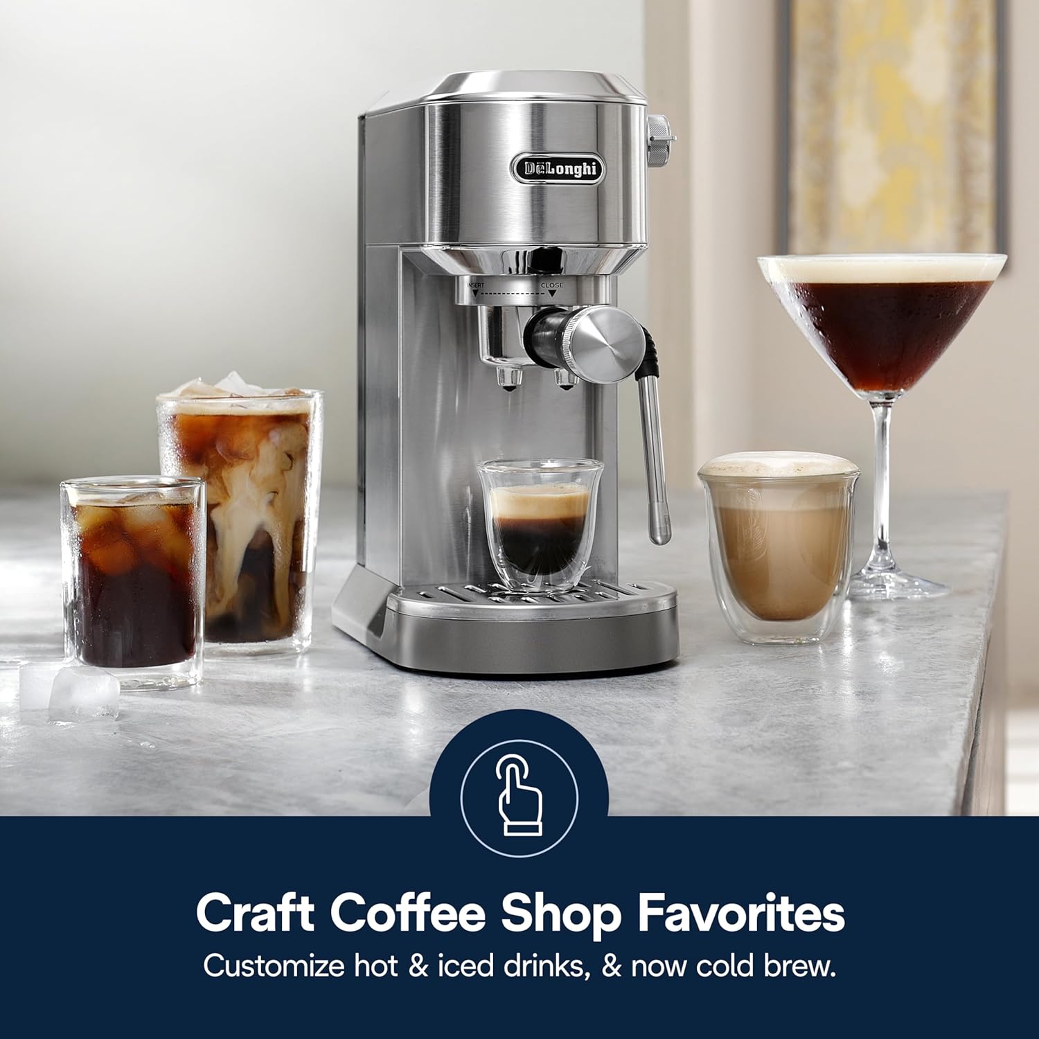 De’Longhi Dedica Duo Cold Brew Espresso Machine with Milk Frother