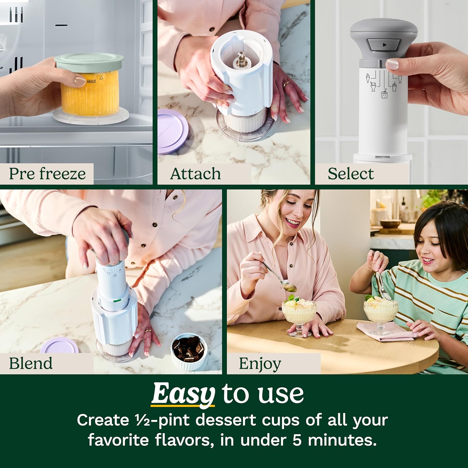 Cuisinart FastFreeze 5-in-1 Ice Cream, Milkshakes, Slushies, Sorbets and Mix-Ins, Freeze Wand, Two 0.5-Pint Mixing Cups with Lids, ICE-FD10