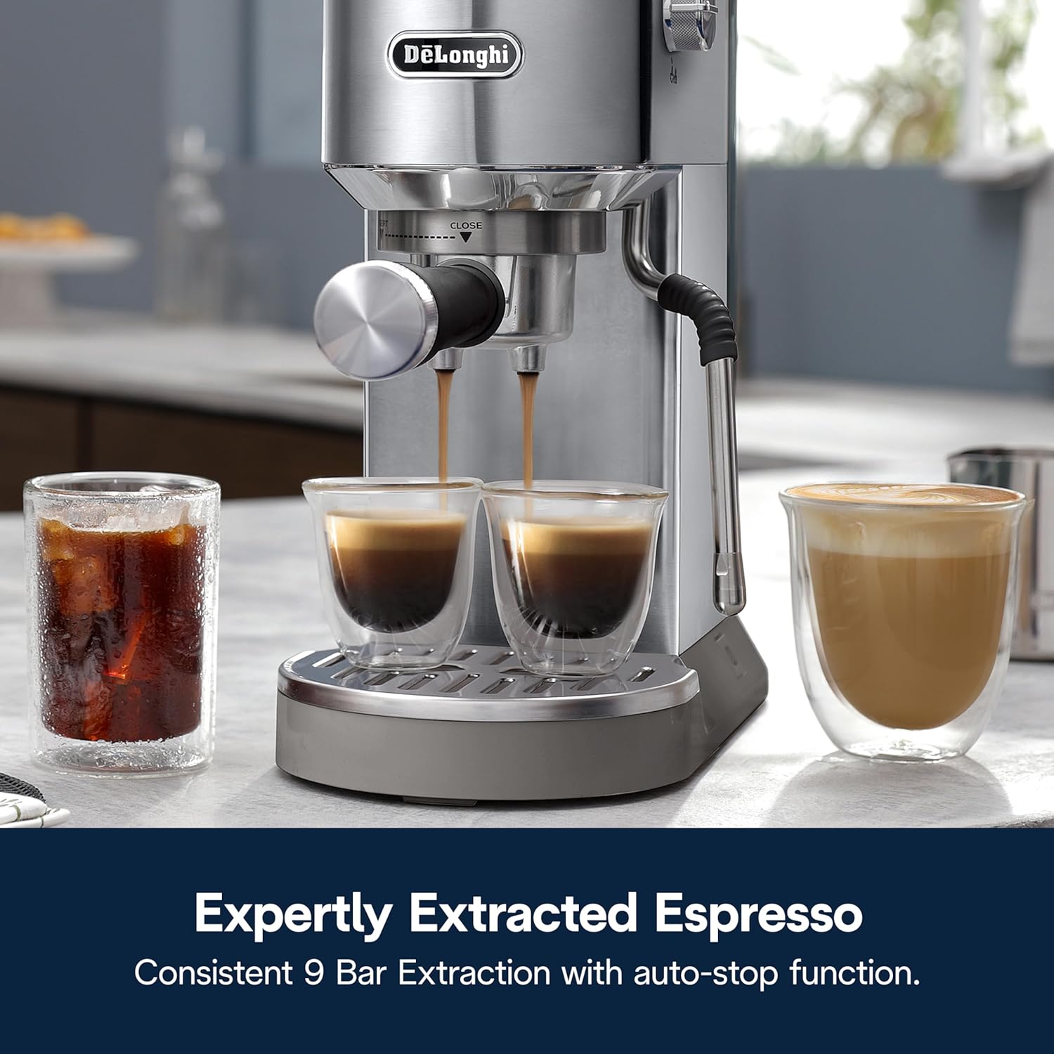 De’Longhi Dedica Duo Cold Brew Espresso Machine with Milk Frother