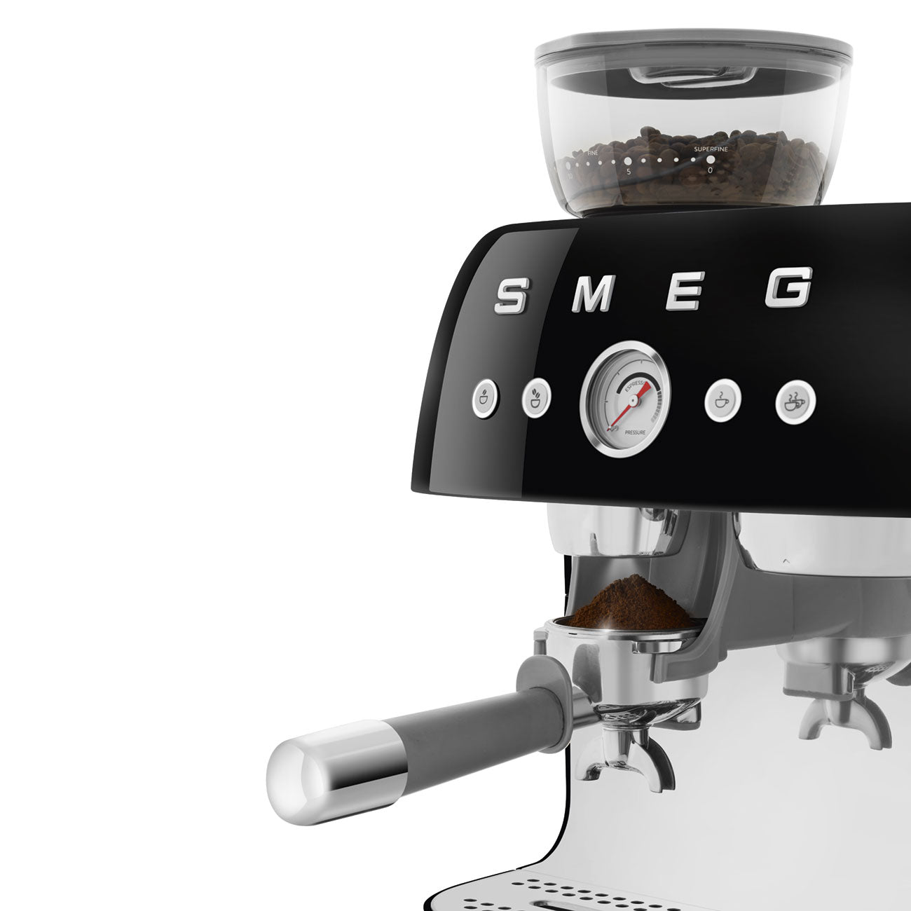 Smeg Cream manual espresso coffee machine with built-in grinder EGF03