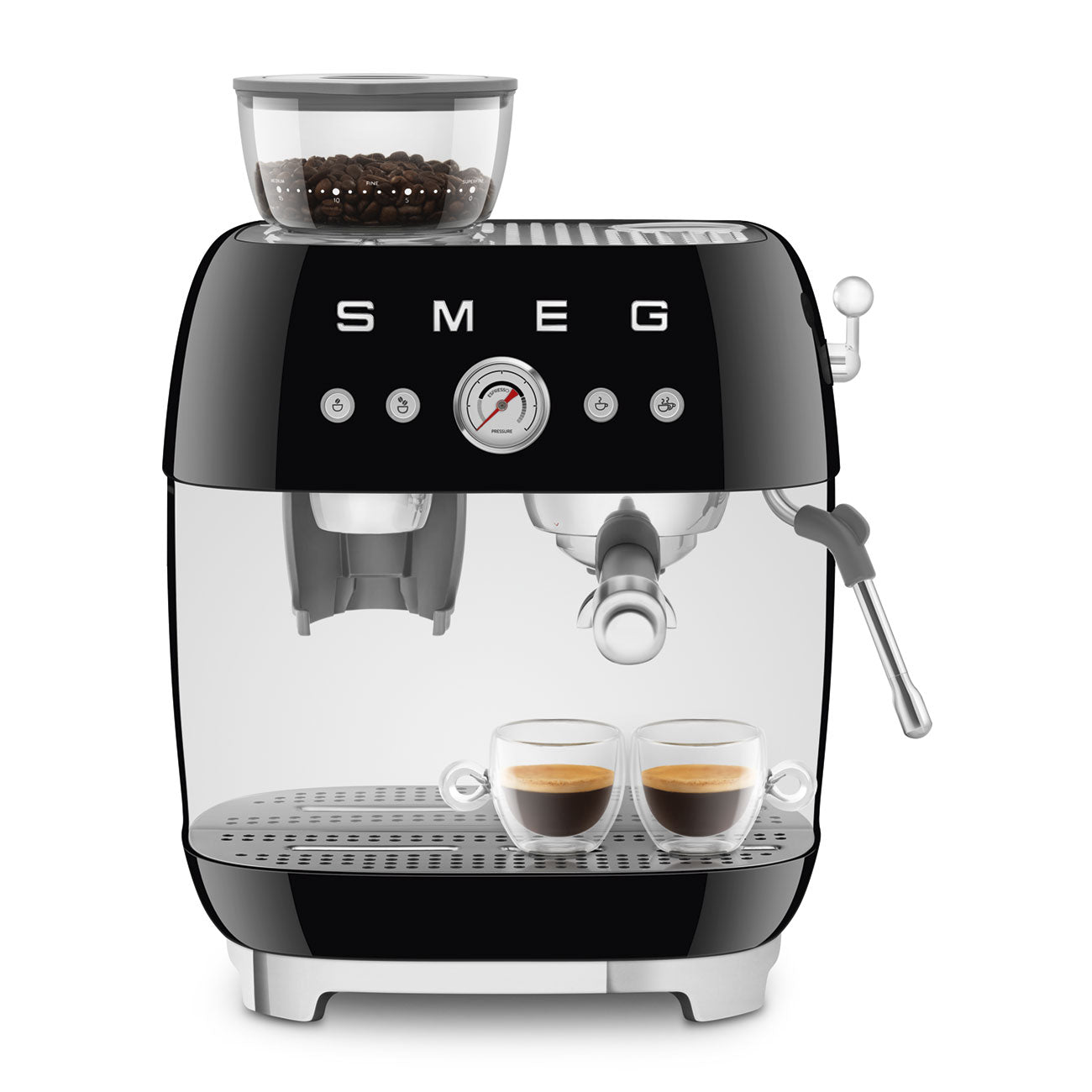 Smeg Cream manual espresso coffee machine with built-in grinder EGF03