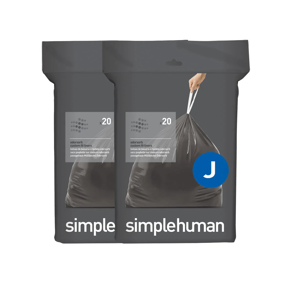 Simplehuman Odorsorb Custom Fit Liners Code J - 40 Pack
