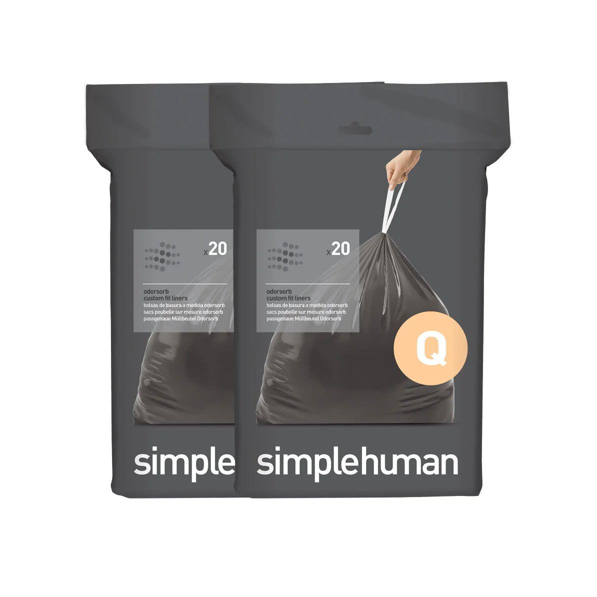 Simplehuman Odorsorb Custom Fit Liners Code Q - 40 Pack