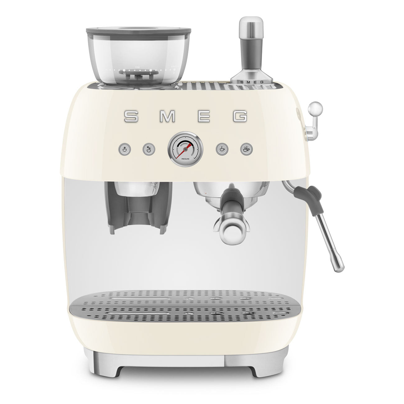 Smeg Cream manual espresso coffee machine with built-in grinder EGF03