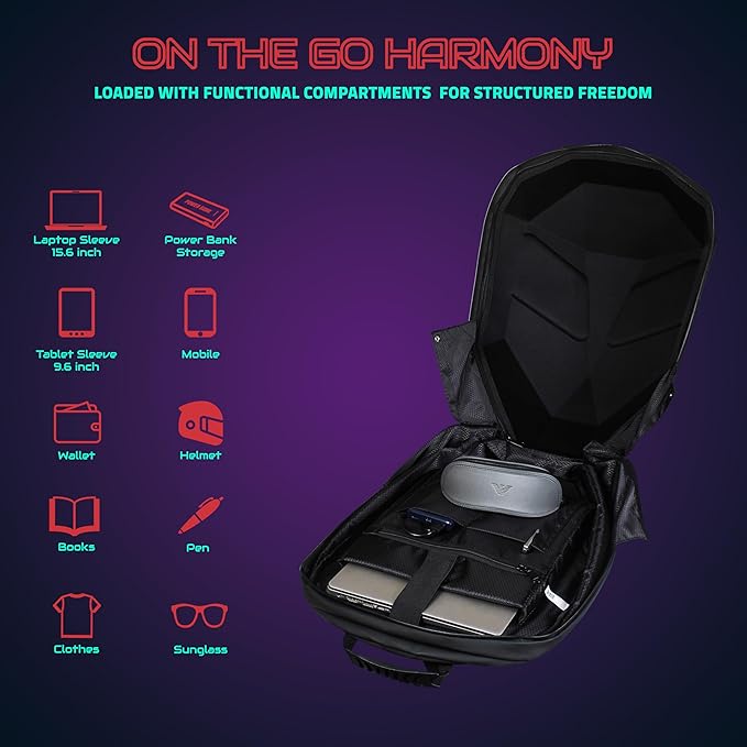 Hookaba Eye Rover LED Backpack 31L | Motorcycle Riding Bag With Programmable Screen