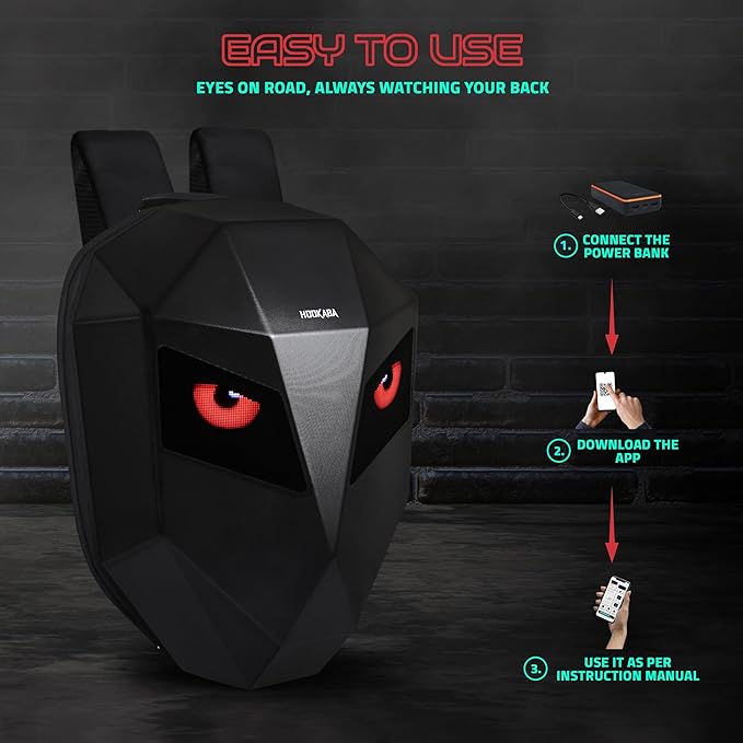 Hookaba Eye Rover LED Backpack 31L | Motorcycle Riding Bag With Programmable Screen