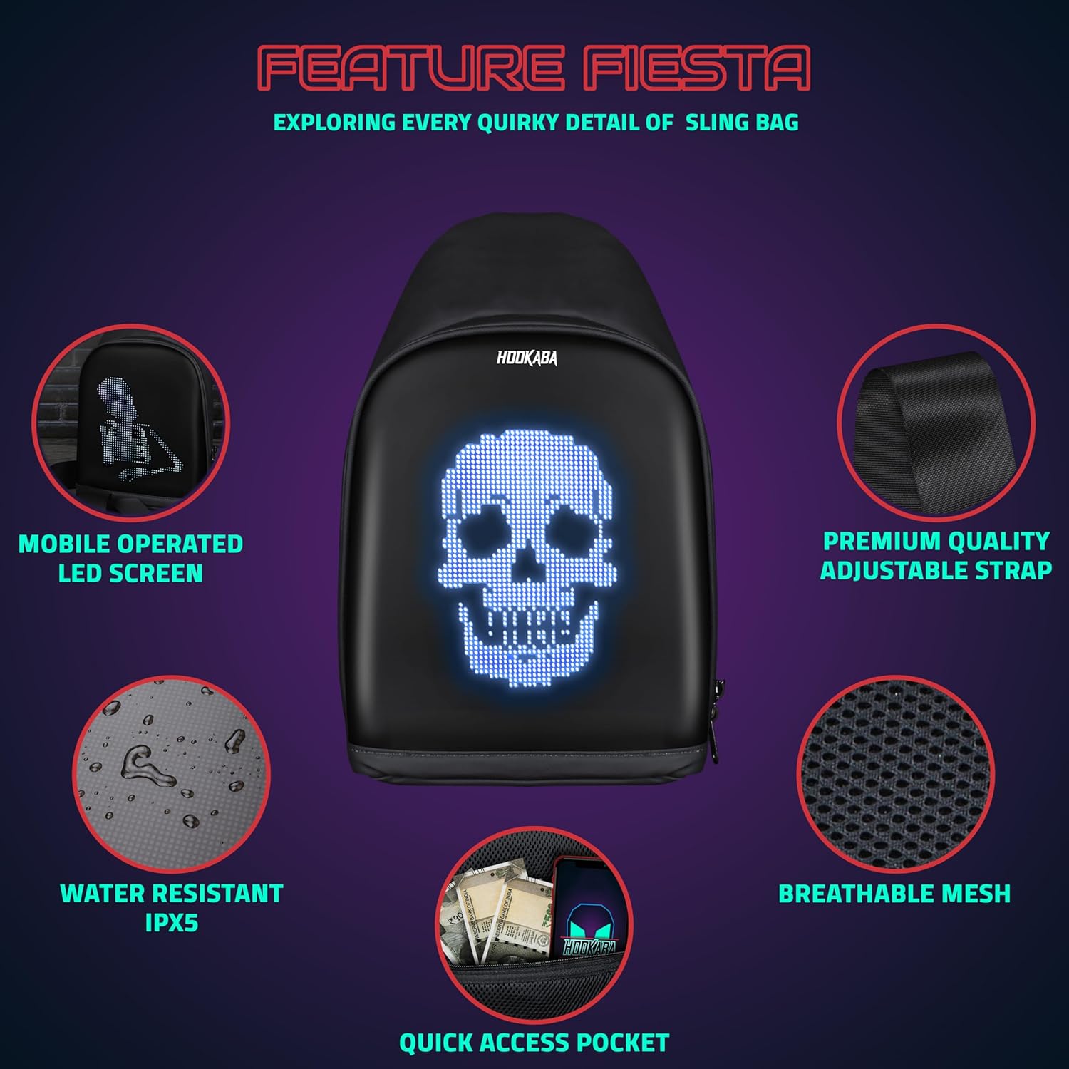 Hookaba: LED Unisex Sling Bag