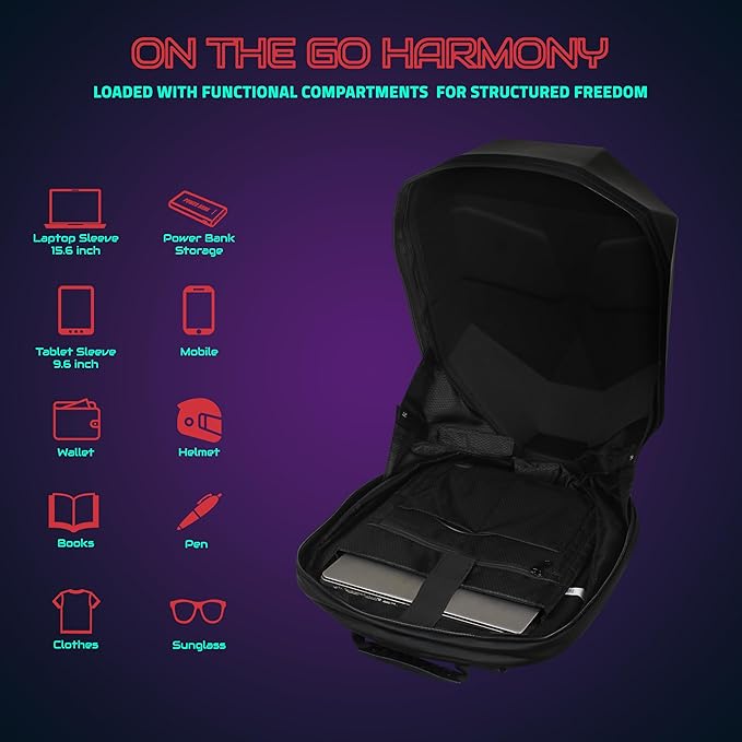 Hookaba Eye Rover LED Backpack 31L | Motorcycle Riding Bag With Programmable Screen