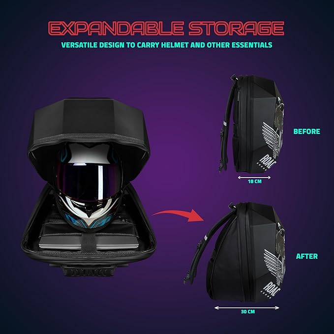 Hookaba Eye Rover LED Backpack 31L | Motorcycle Riding Bag With Programmable Screen