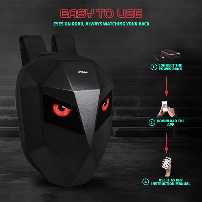 Hookaba Eye Rover LED Backpack 31L | Motorcycle Riding Bag With Programmable Screen