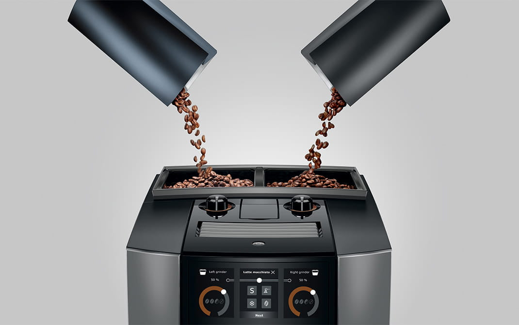 JURA J10 Twin two bean containers with dual P.A.G.3+ grinders