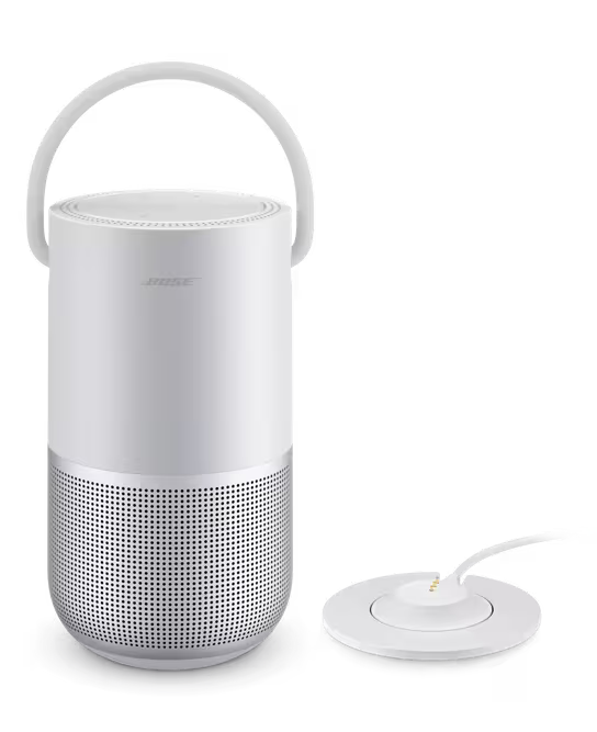 White air purifier with a handle on a white background