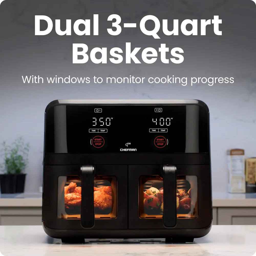Chefman TurboFry Touch 6Qt Dual-Window Air Fryer