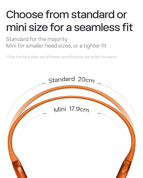 Shokz headphones offer two sizes—Standard (20cm) and Mini (17.9cm)—ensuring a seamless fit for all users.