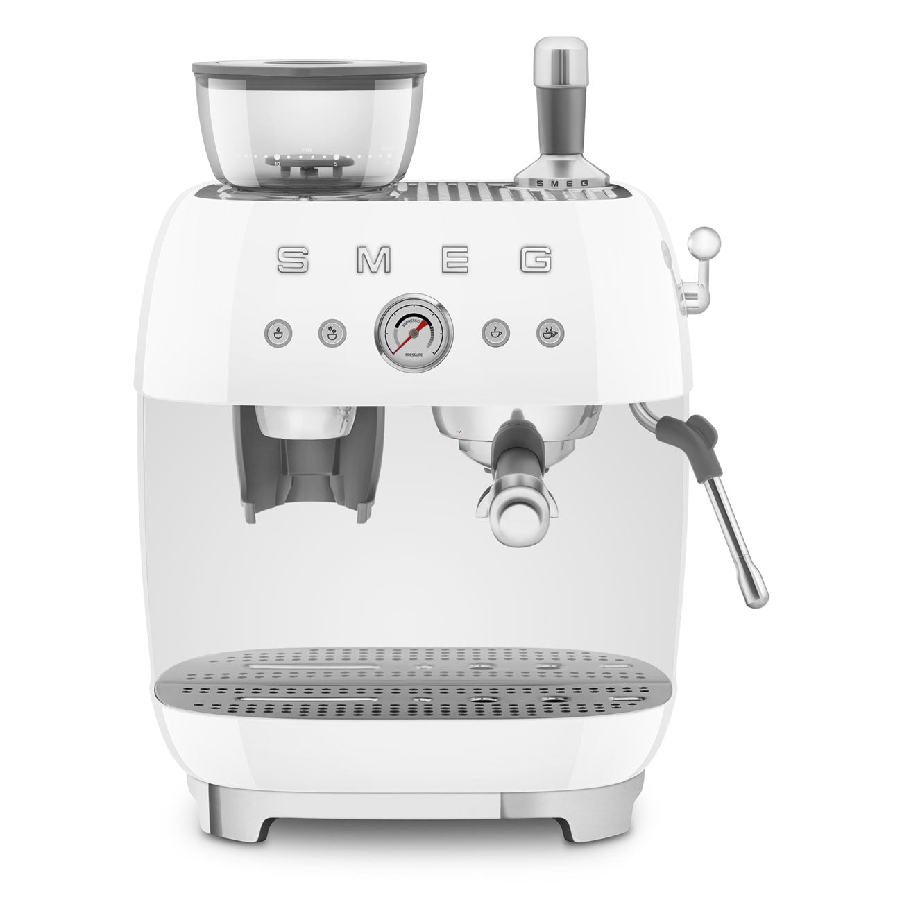 Smeg Cream manual espresso coffee machine with built-in grinder EGF03