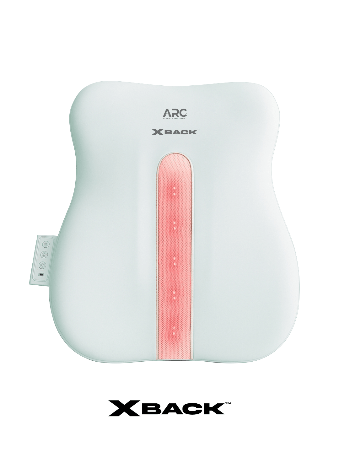 ARC X-BACK cordless heated back massager, front view on white background
