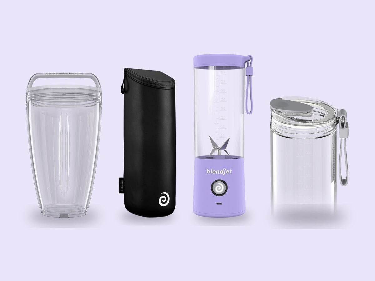 BlendJet 2 Complete Set in Lavender – portable blender with XL Jar, Jetsetter Sleeve and Orbiter Drinking Lid