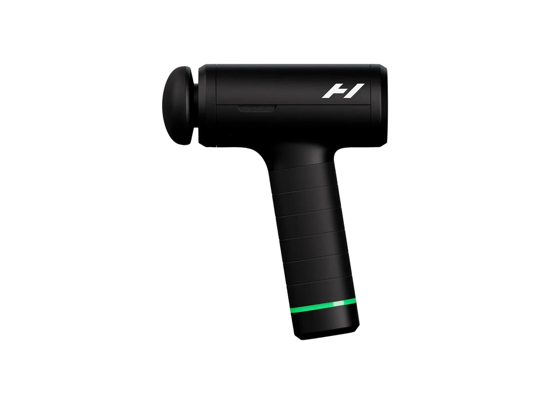 Hypervolt 3 pro massage gun with a green accent on a gray background