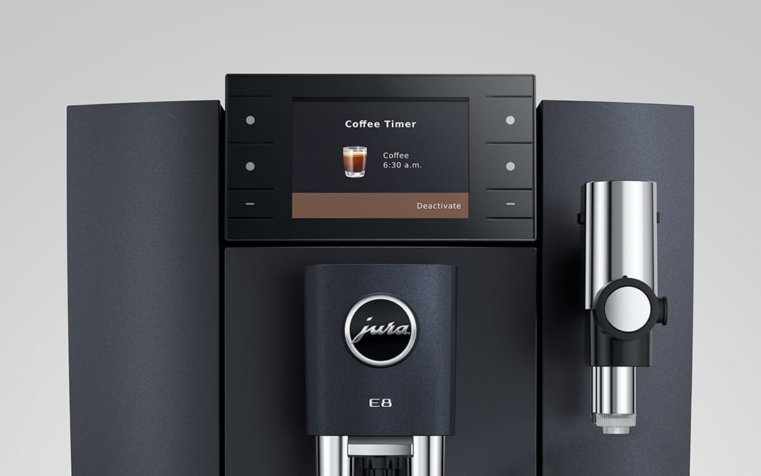 JURA E8 Cosmic Black 3.5 inch colour display and side buttons