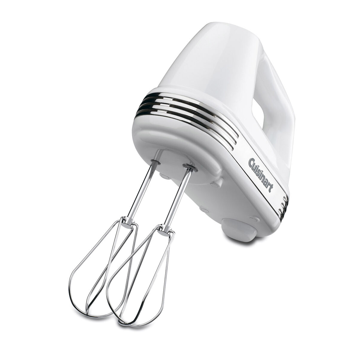 Cuisinart Power Advantage 7-Speed Hand Mixer in white with beaters and digital speed display