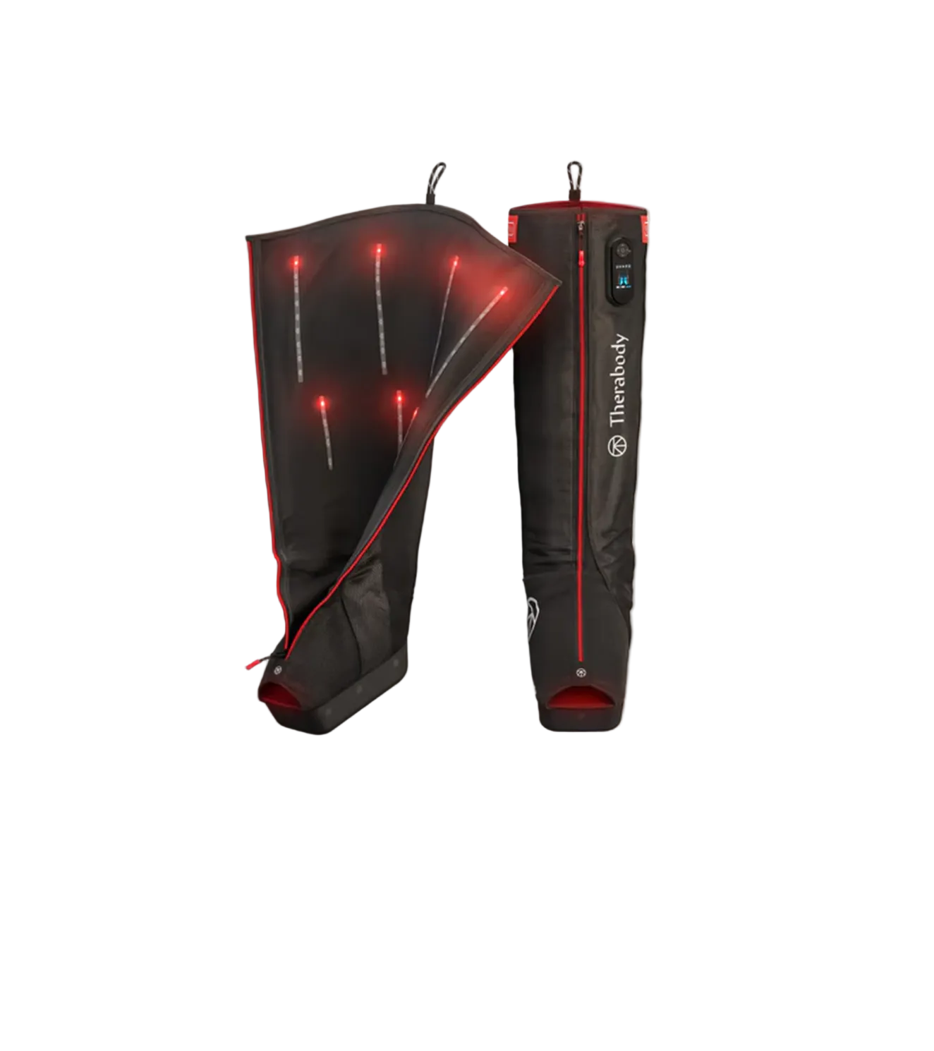 Therabody JetBoots PRO Plus wireless compression boots with infrared LED strips