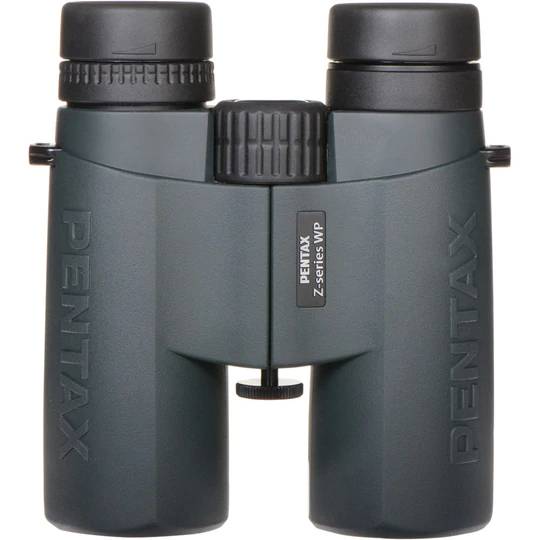 Pentax Z-Series WP binoculars with green rubberized body and central focusing wheel designed for outdoor use