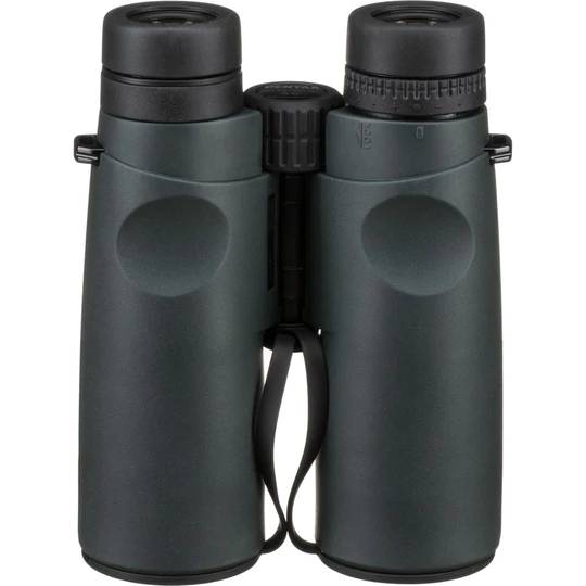 Pentax Z-Series WP binoculars with green rubberized body viewed from the back showing eyepieces and central focus knob