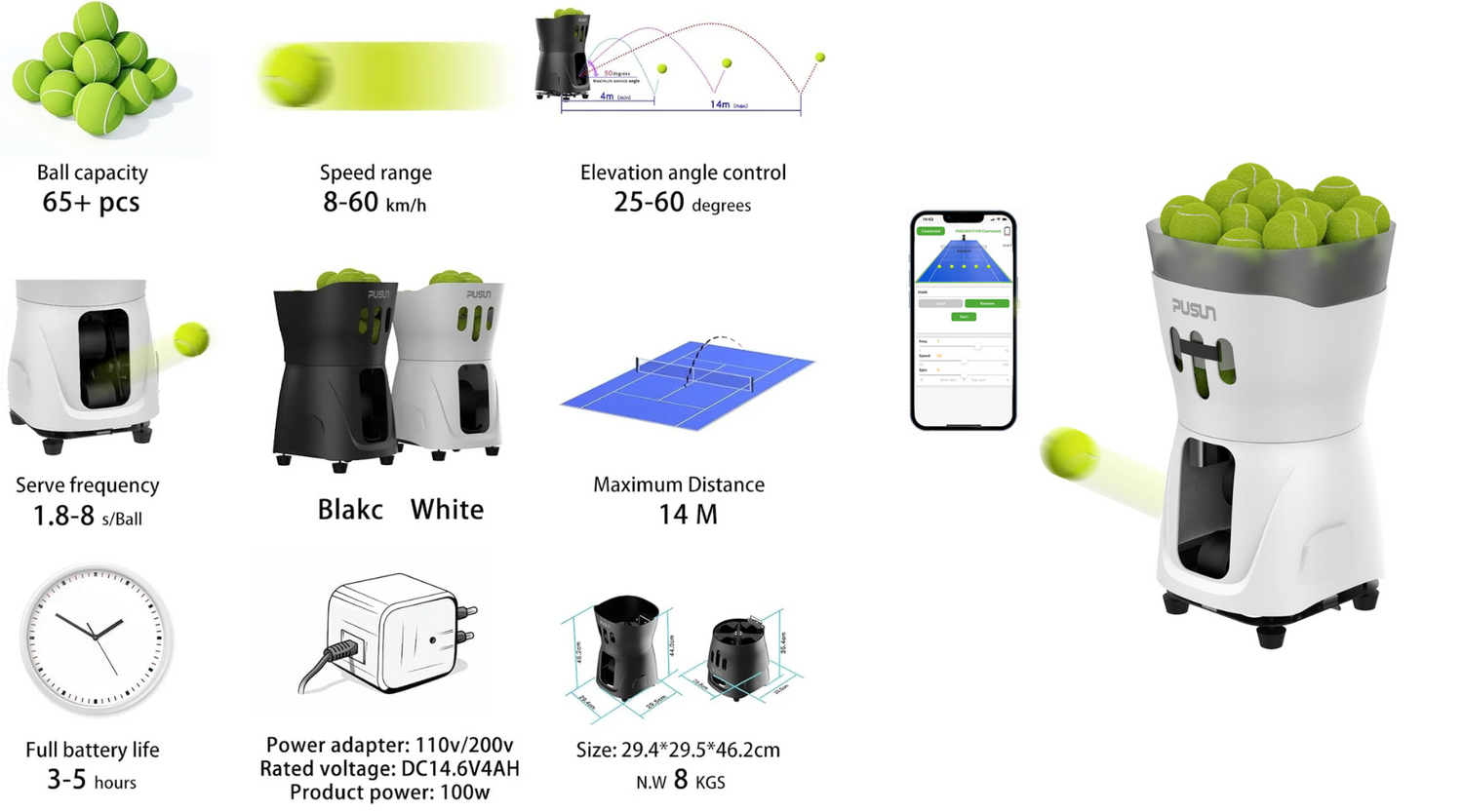 PUSUN PT Mini Pro Automatic Tennis Ball Machine: The Perfect Practice Partner for Indian Tennis Enthusiasts