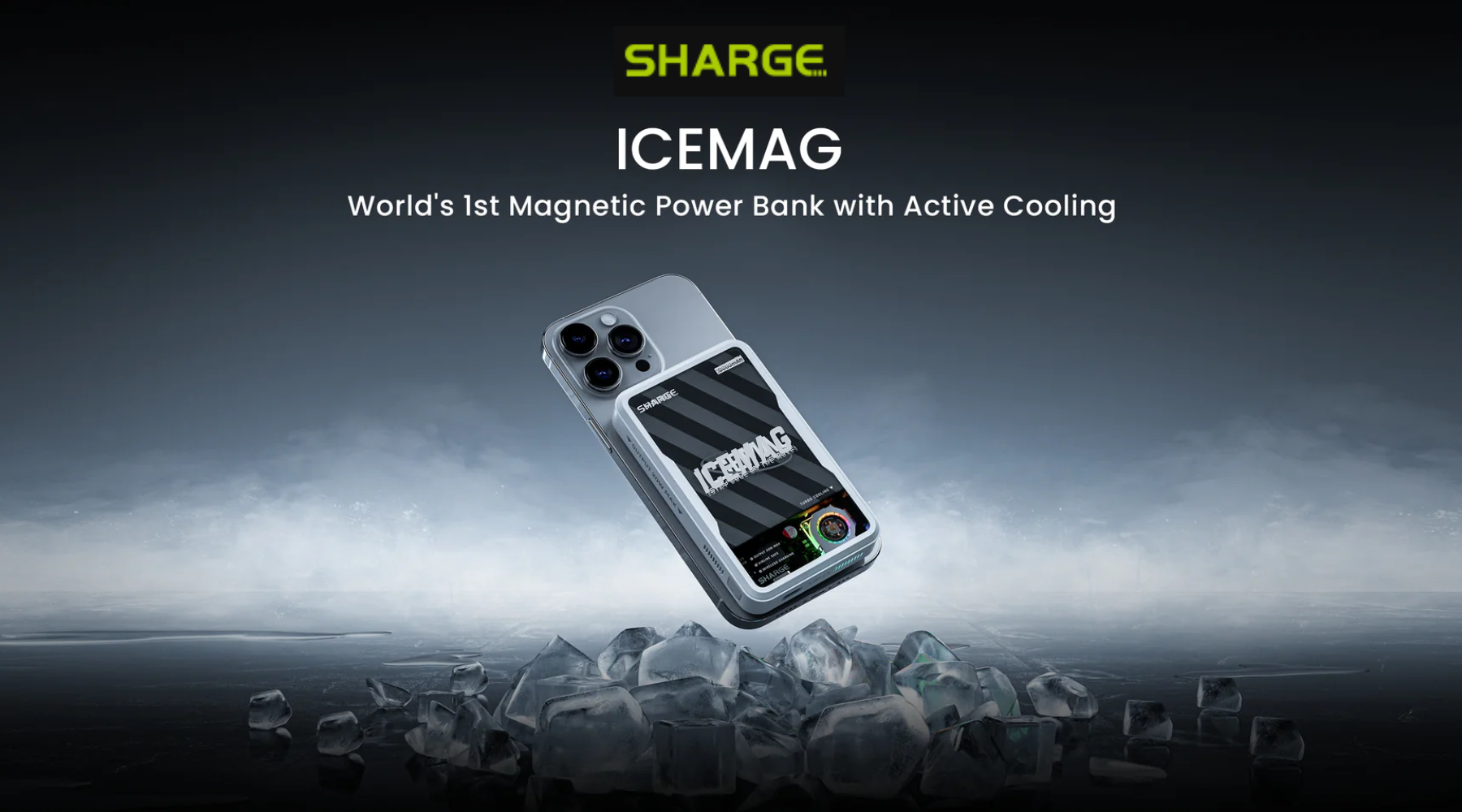Sharge ICEMAG MagSafe power bank with cooling fan
